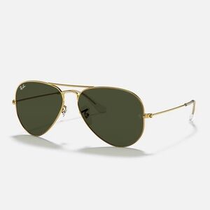 Ray-Ban Classic Gold Aviators with Dark Green Lenses